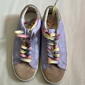 Sam Edelman Purple and Tan Sneakers with Metallic Laces